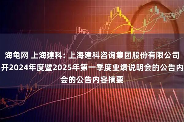 海龟网 上海建科: 上海建科咨询集团股份有限公司关于召开2024年度暨2025年第一季度业绩说明会的公告内容摘要