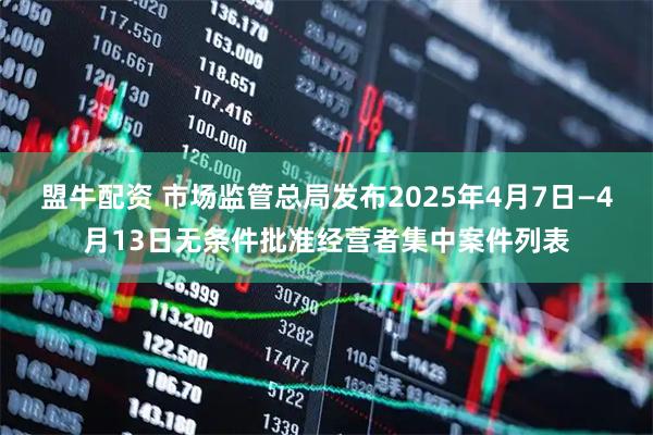 盟牛配资 市场监管总局发布2025年4月7日—4月13日无条件批准经营者集中案件列表